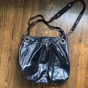 Black leather Coach cover sized cross body